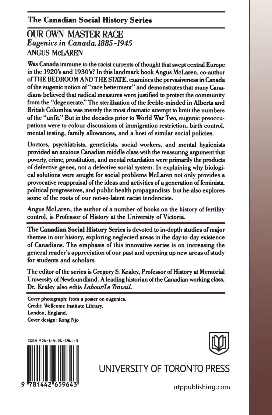Rückseite: 9781442659643 | Our Own Master Race | Eugenics in Canada, 1885-1945 | Angus Mclaren