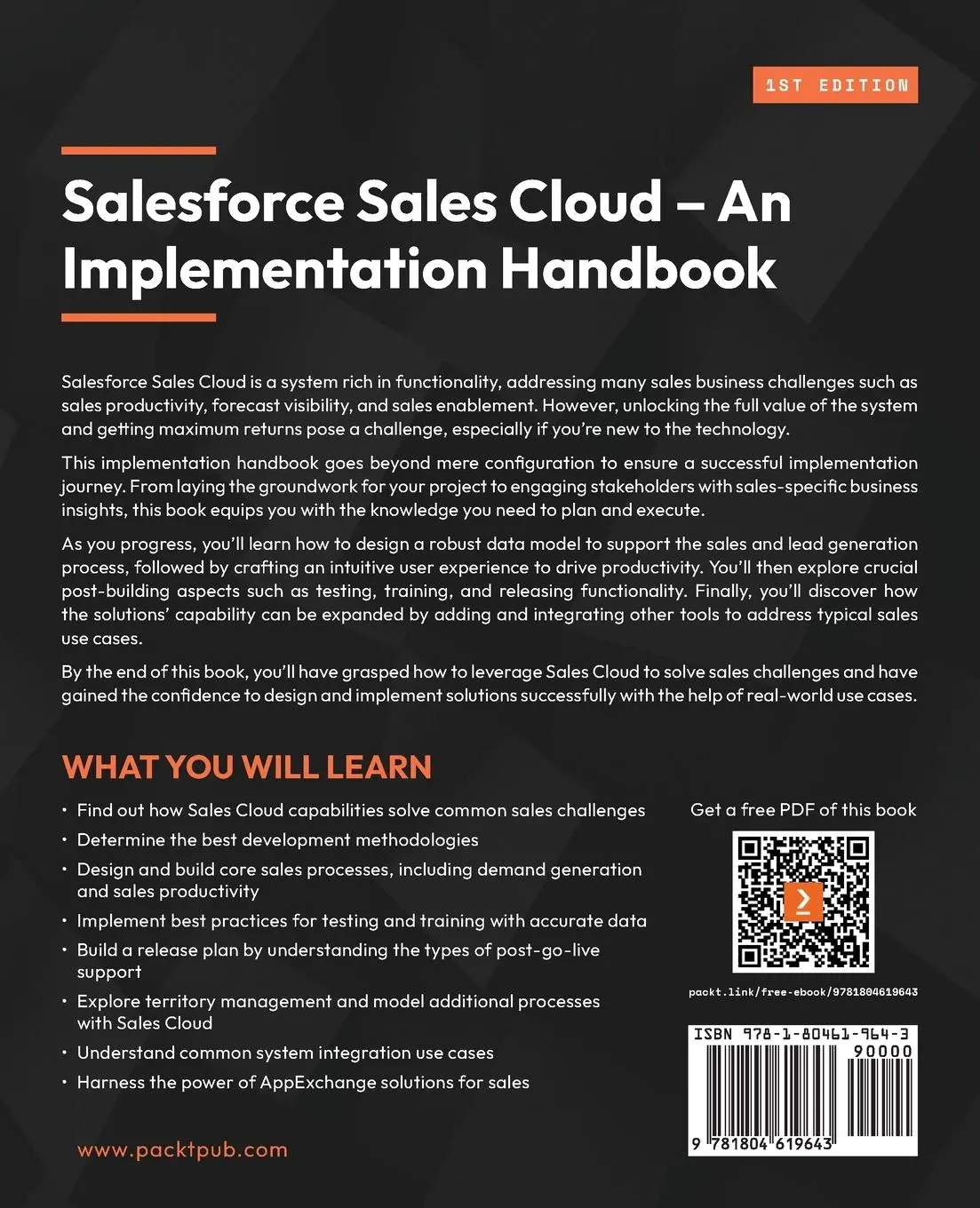 Rückseite: 9781804619643 | Salesforce Sales Cloud - An Implementation Handbook | Kerry Townsend