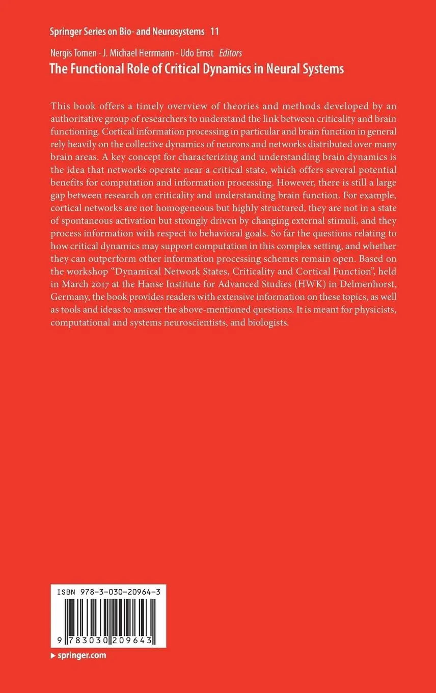 Rückseite: 9783030209643 | The Functional Role of Critical Dynamics in Neural Systems | Buch | xx