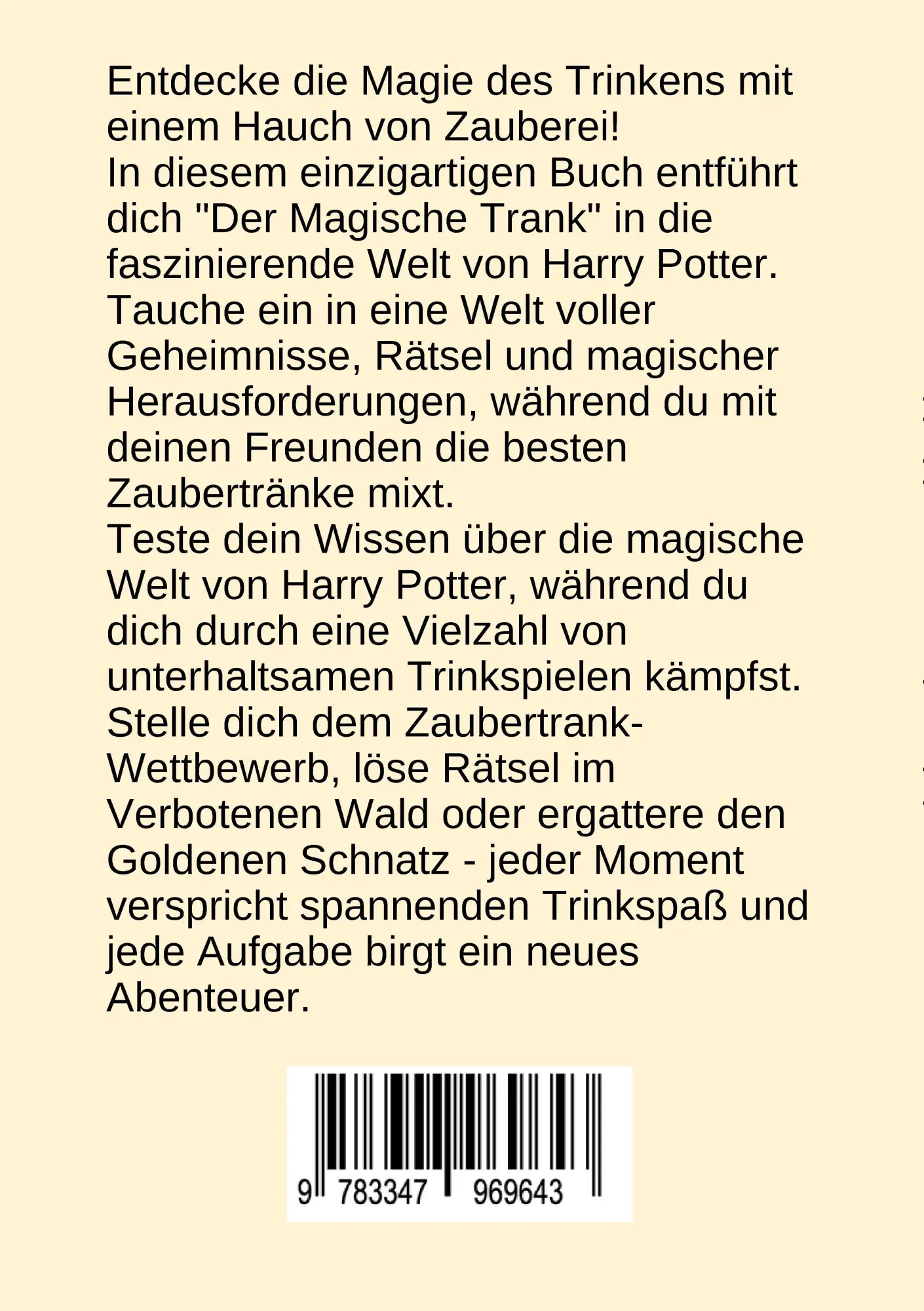 Rückseite: 9783347969643 | Der magische Trank: Ein Trinkspielbuch für Potterheads | Mayakda