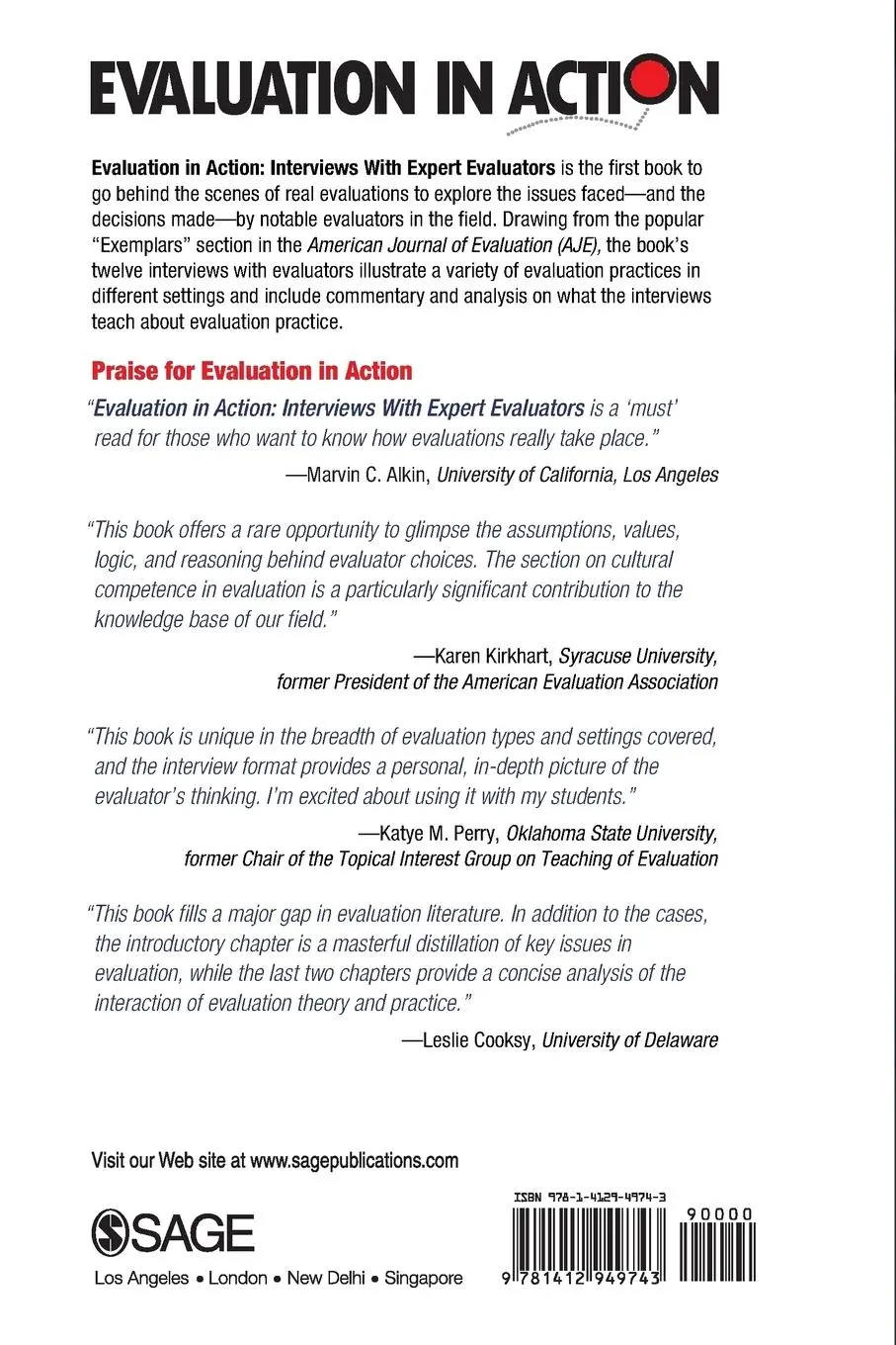 Rückseite: 9781412949743 | Evaluation in Action | Interviews With Expert Evaluators | Taschenbuch