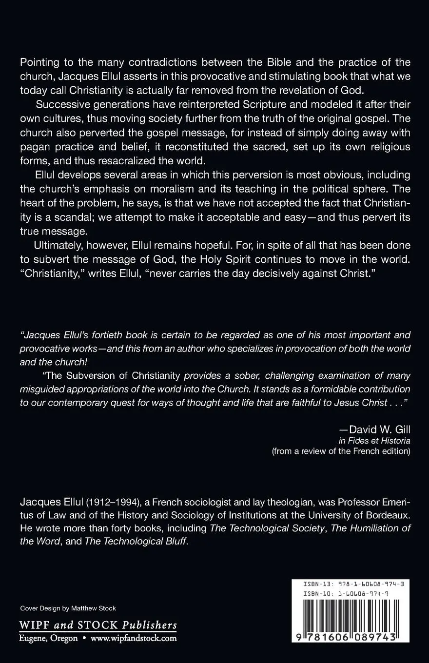 Rückseite: 9781606089743 | The Subversion of Christianity | Jacques Ellul | Taschenbuch | 2011