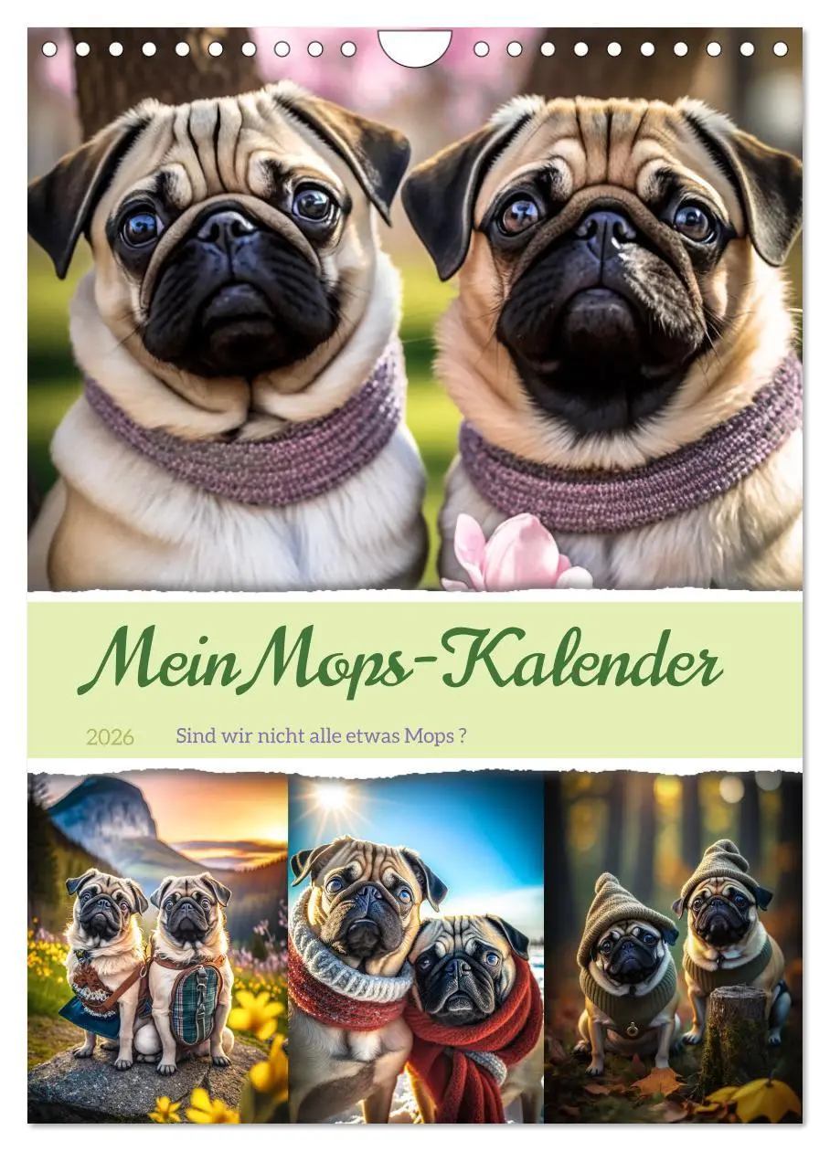 Cover: 9783516319743 | Mein Mops-Kalender (Wandkalender 2026 DIN A4 hoch), CALVENDO...