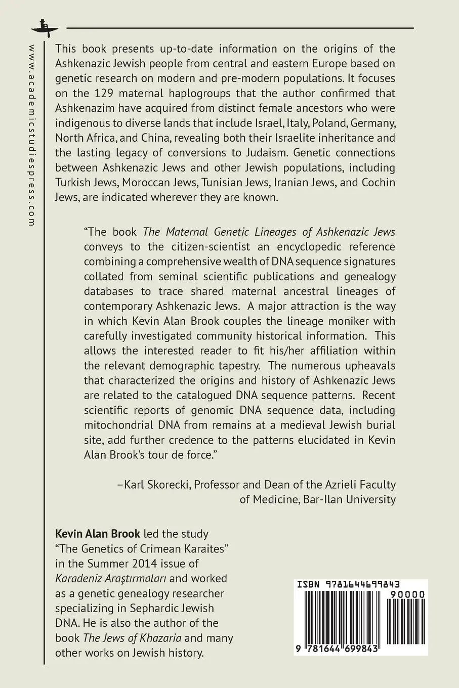 Rückseite: 9781644699843 | The Maternal Genetic Lineages of Ashkenazic Jews | Kevin Alan Brook
