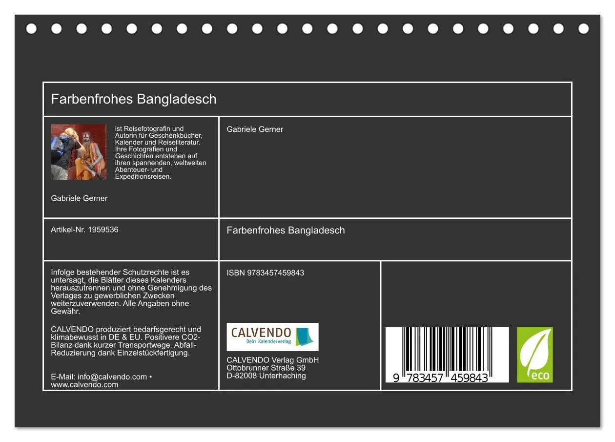 Bild: 9783457459843 | Farbenfrohes Bangladesch (Tischkalender 2026 DIN A5 quer), CALVENDO...
