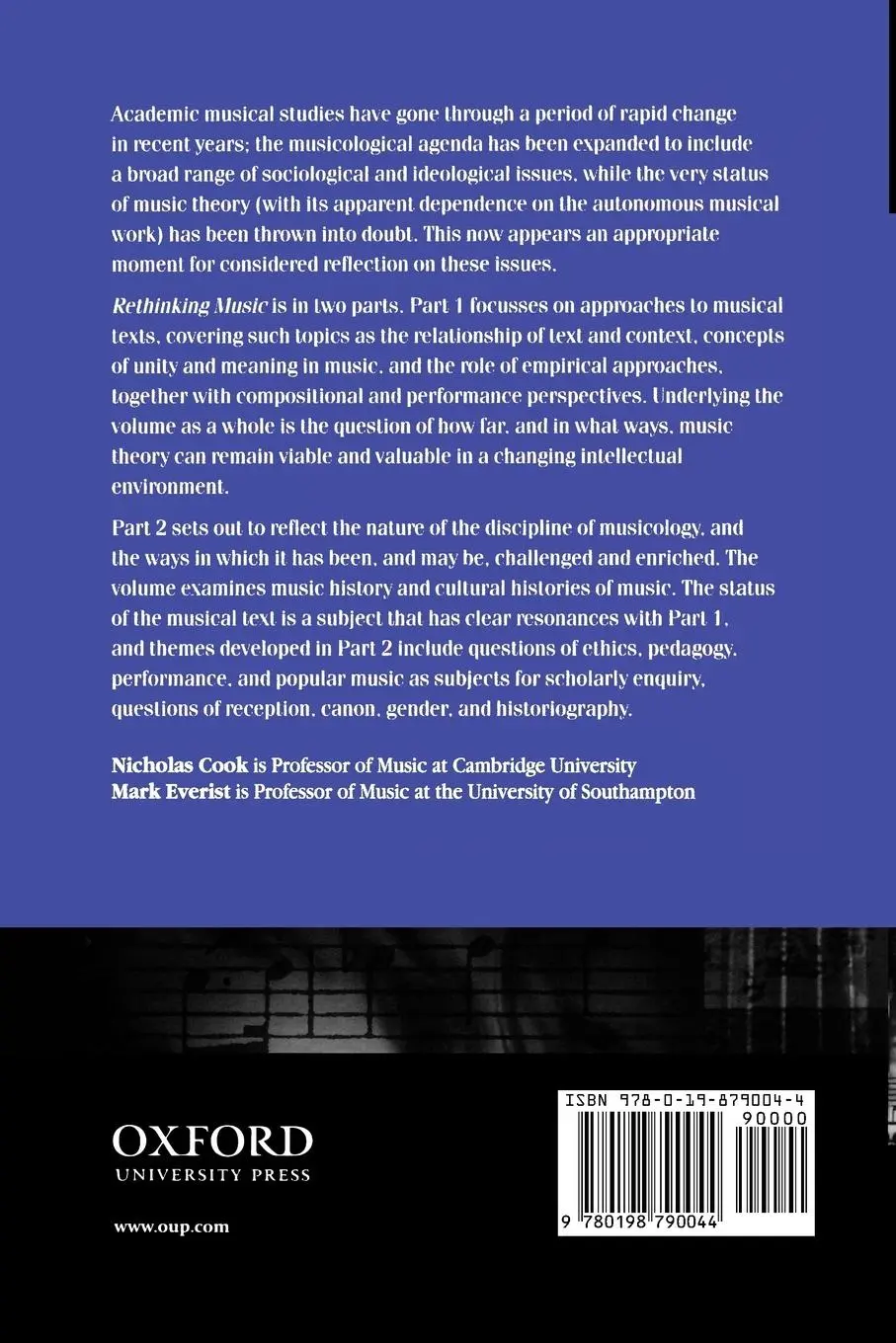 Rückseite: 9780198790044 | Rethinking Music | Nicholas Cook (u. a.) | Taschenbuch | Englisch
