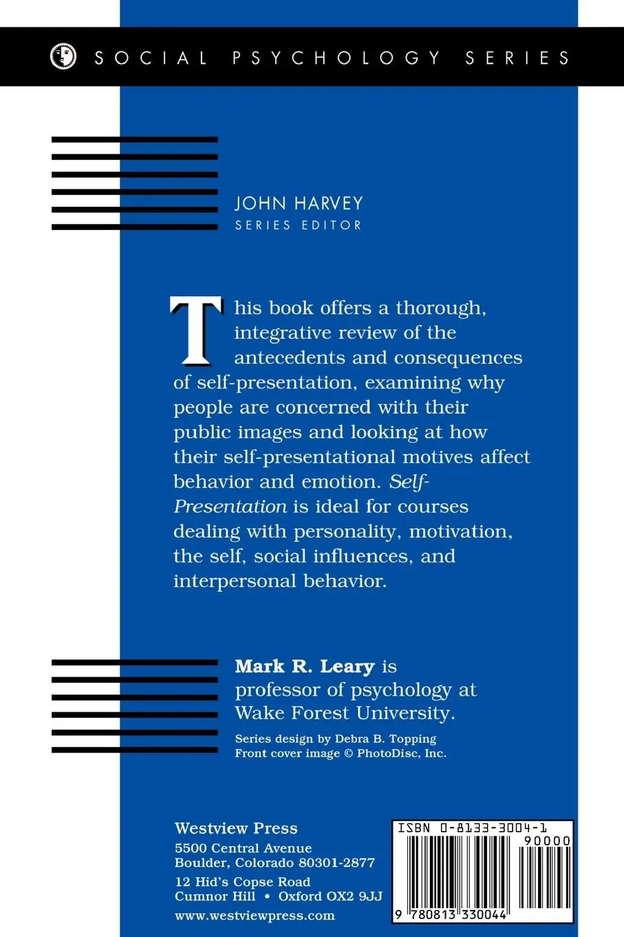 Rückseite: 9780813330044 | Self-presentation | Impression Management And Interpersonal Behavior