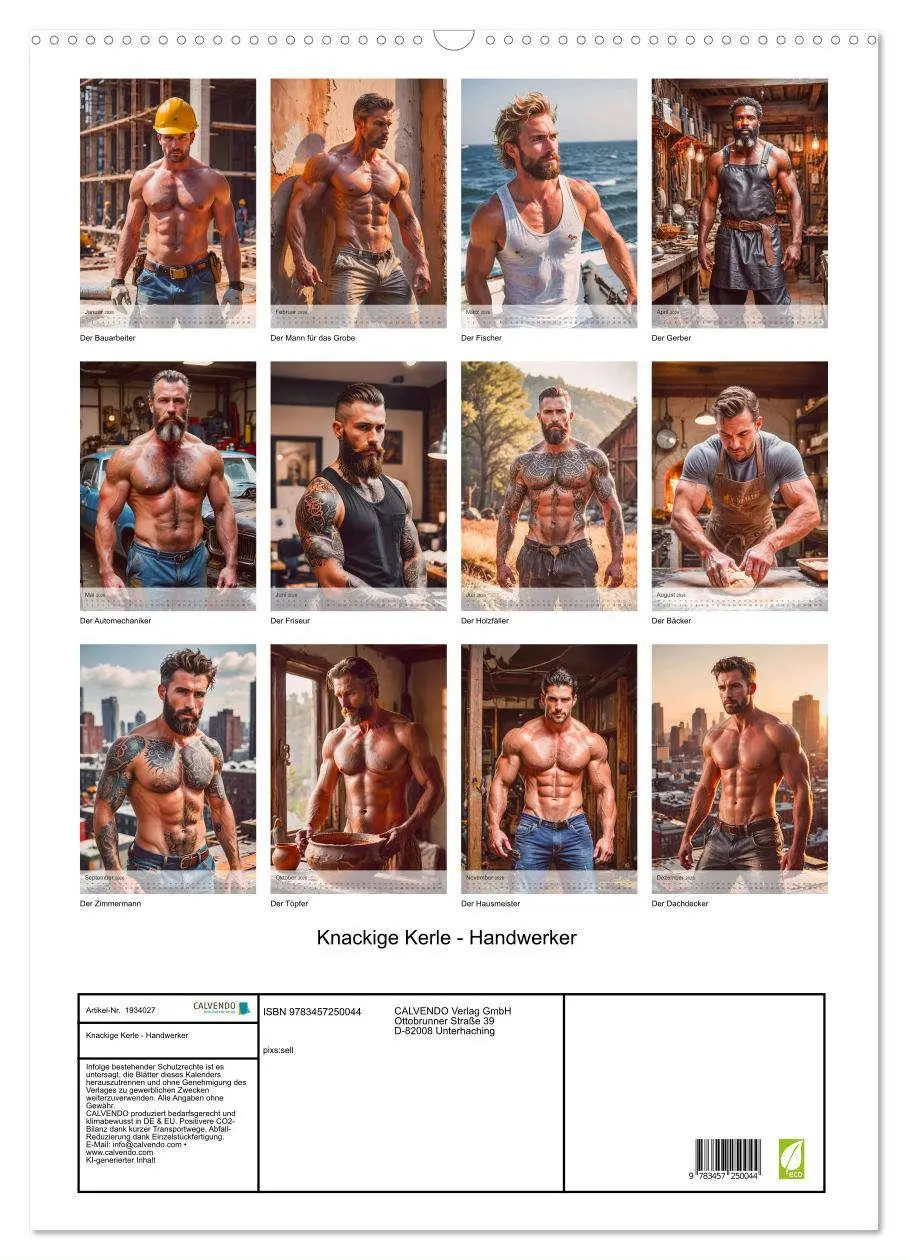 Bild: 9783457250044 | Knackige Kerle - Handwerker (Wandkalender 2026 DIN A2 hoch),...