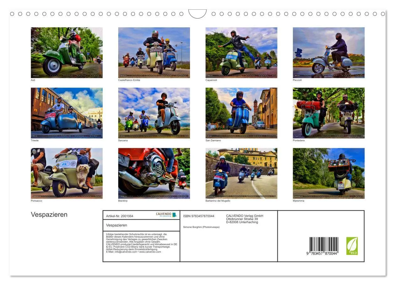 Bild: 9783457870044 | Vespazieren (Wandkalender 2026 DIN A3 quer), CALVENDO Monatskalender
