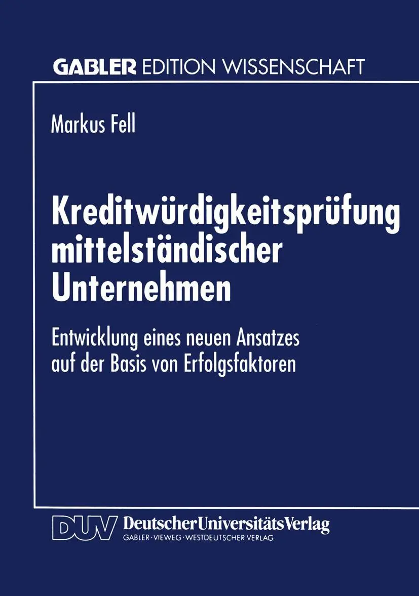 Cover: 9783824460144 | Kreditwürdigkeitsprüfung mittelständischer Unternehmen | Markus Fell