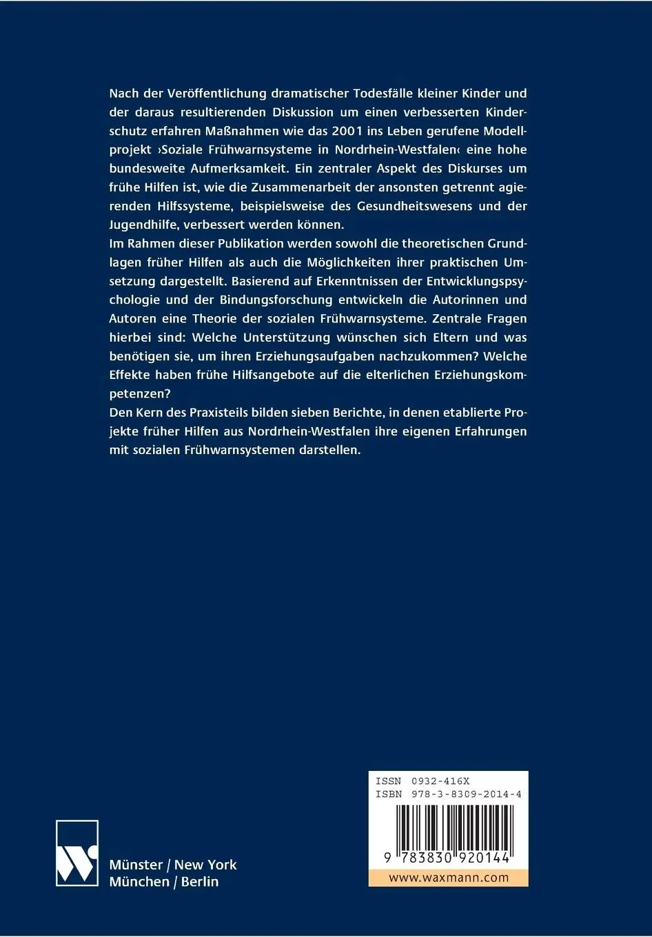 Rückseite: 9783830920144 | Frühe Hilfen für Familien und soziale Frühwarnsysteme | Taschenbuch