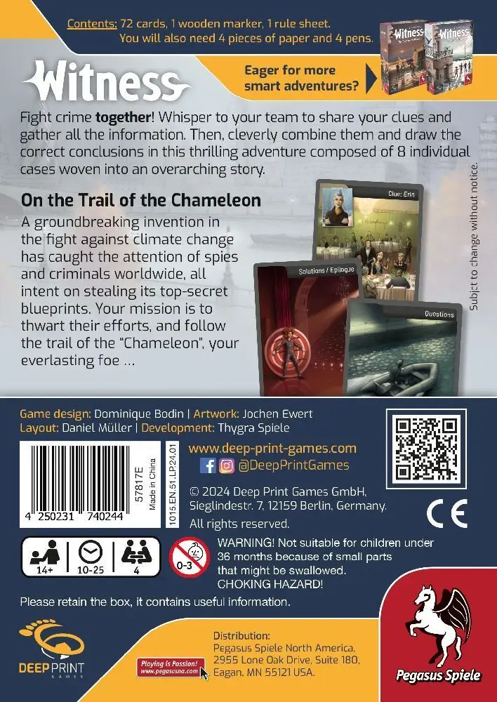 Bild: 4250231740244 | Witness On the Trail of the Chameleon (Deep Print Games) (English...
