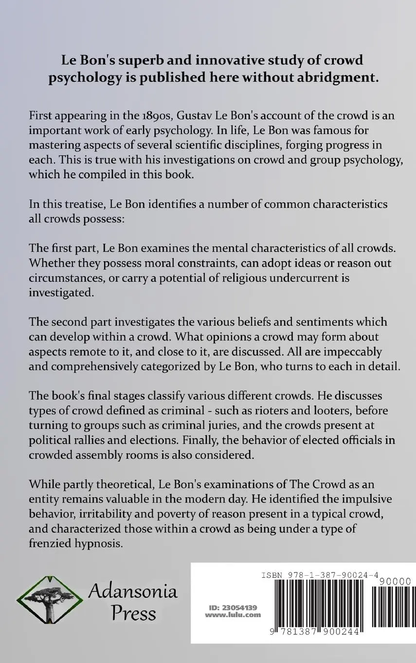 Rückseite: 9781387900244 | The Crowd | A Study of the Popular Mind - Crowd Psychology (Hardcover)