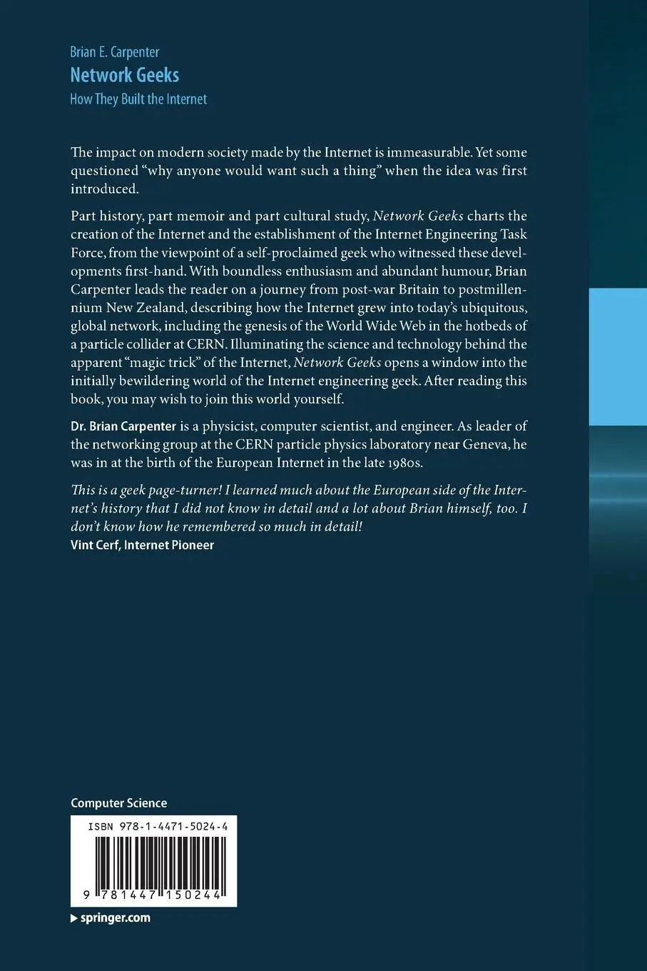 Rückseite: 9781447150244 | Network Geeks | How They Built the Internet | Brian E Carpenter | Buch