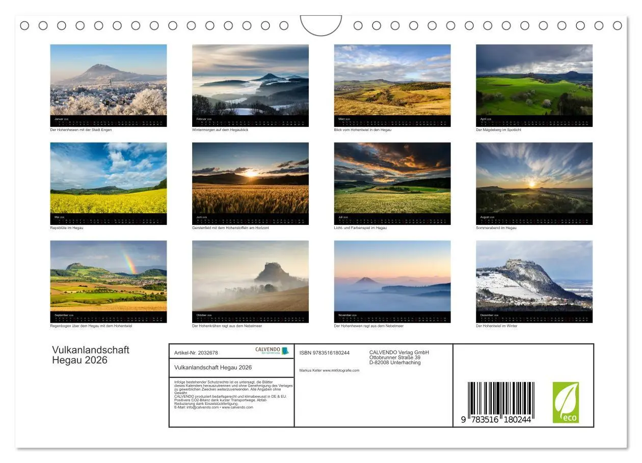 Bild: 9783516180244 | Vulkanlandschaft Hegau 2026 (Wandkalender 2026 DIN A4 quer),...