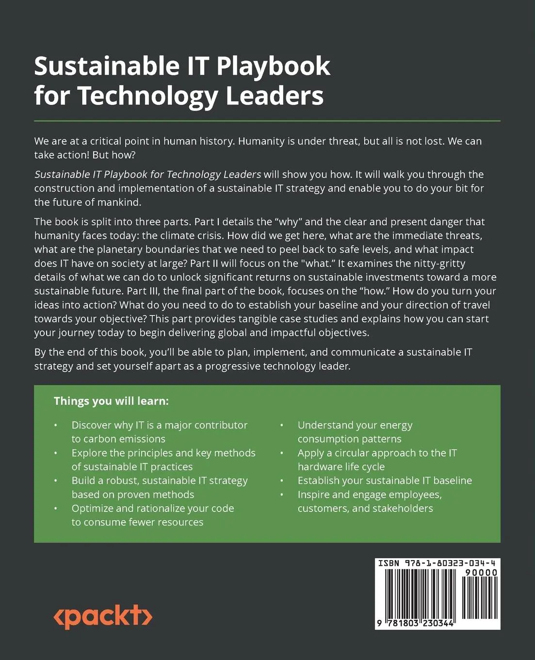 Rückseite: 9781803230344 | Sustainable IT Playbook for Technology Leaders | Niklas Sundberg