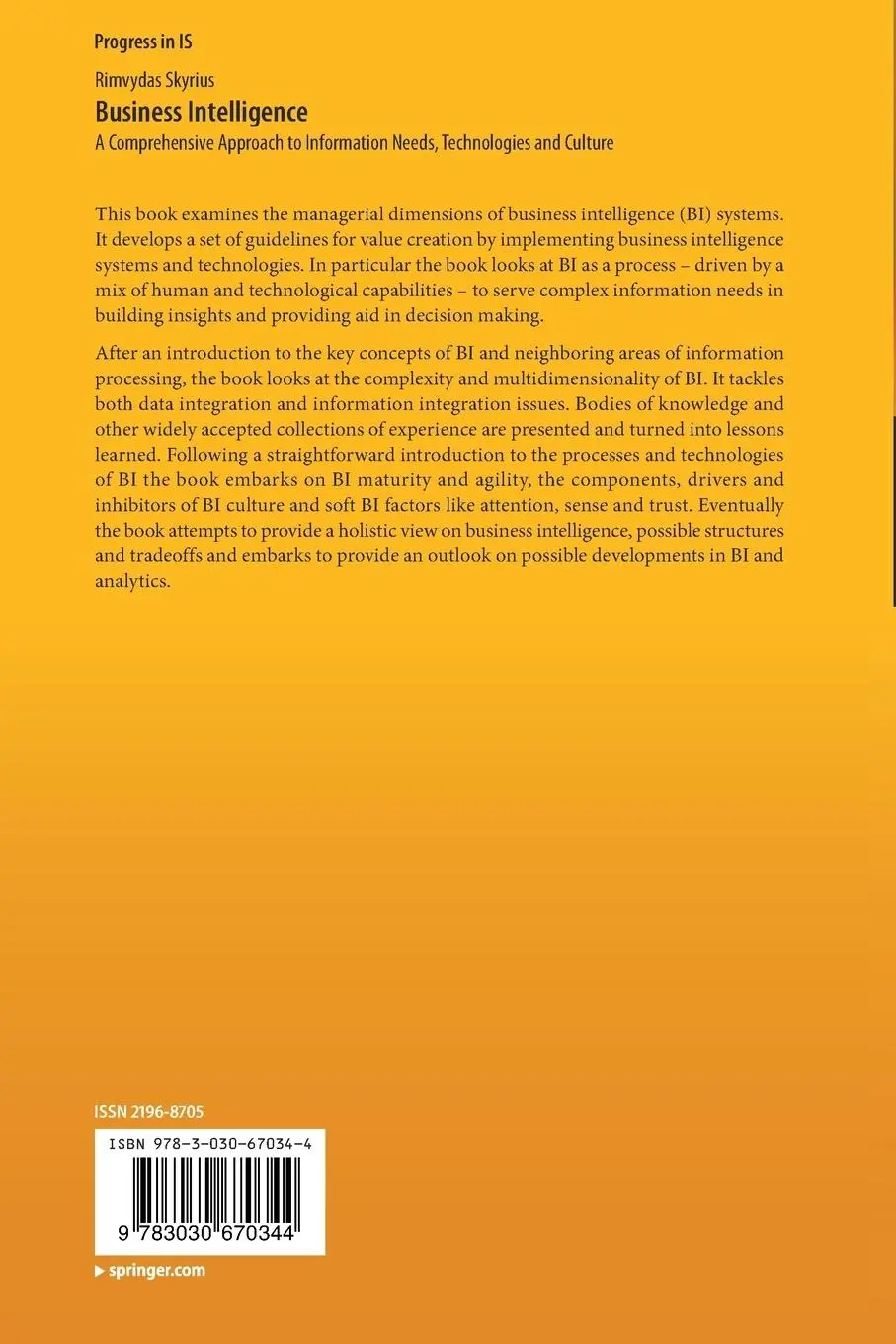 Rückseite: 9783030670344 | Business Intelligence | Rimvydas Skyrius | Taschenbuch | XII | 2022