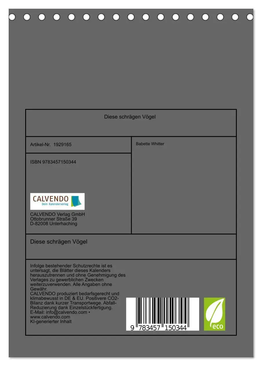 Bild: 9783457150344 | Diese schrägen Vögel (Tischkalender 2025 DIN A5 hoch), CALVENDO...