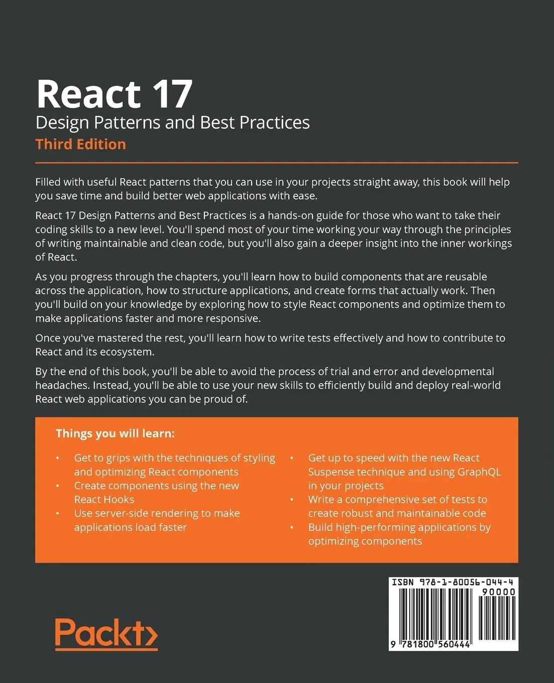 Rückseite: 9781800560444 | React 17 Design Patterns and Best Practices - Third Edition | Roldán