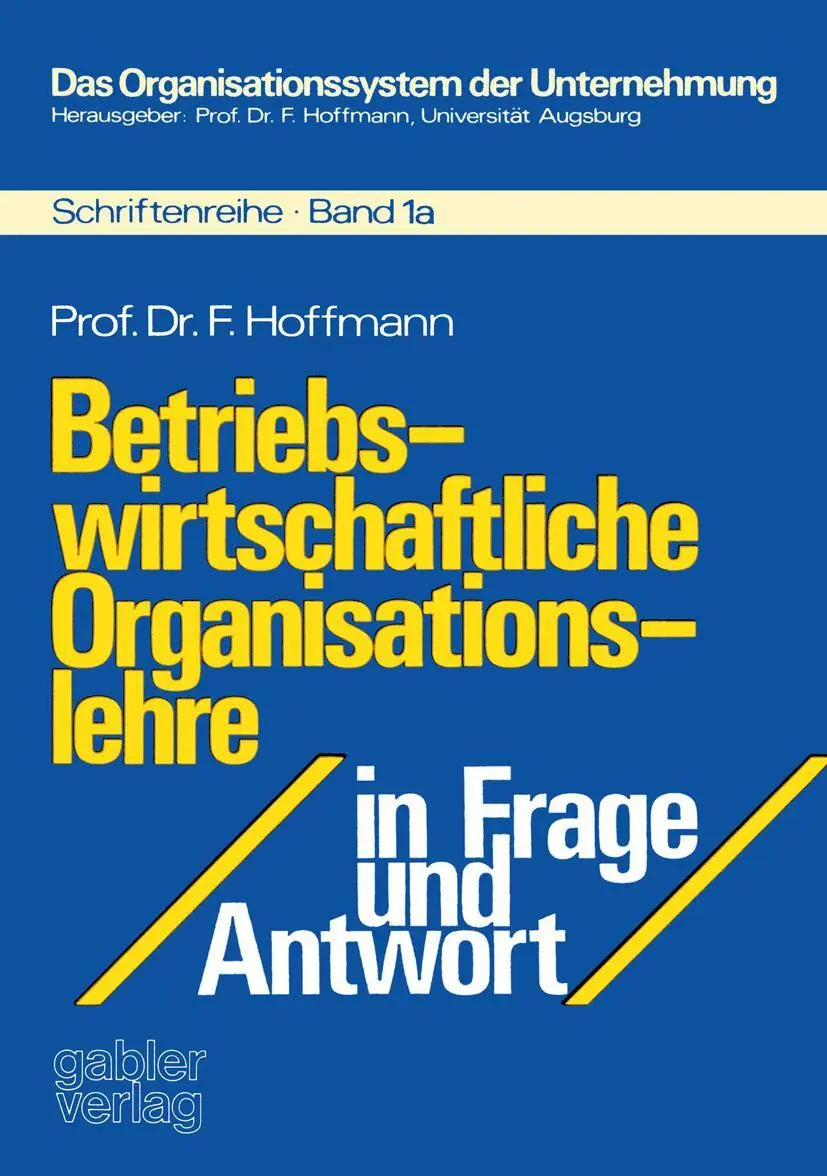 Cover: 9783409310444 | Betriebswirtschaftliche Organisationslehre in Frage und Antwort | Buch