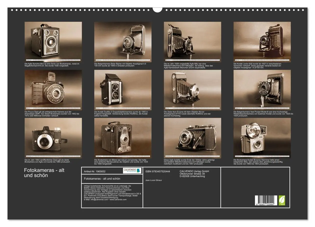Bild: 9783457520444 | Fotokameras - alt und schön (Wandkalender 2026 DIN A2 quer),...