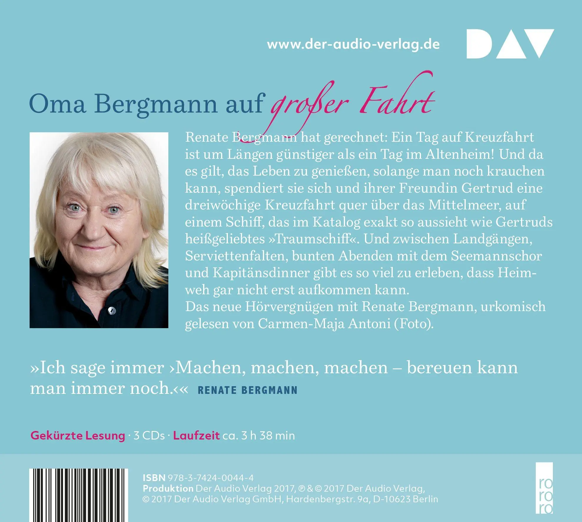 Rückseite: 9783742400444 | Besser als Bus fahren. Die Online-Omi legt ab | Renate Bergmann | CD