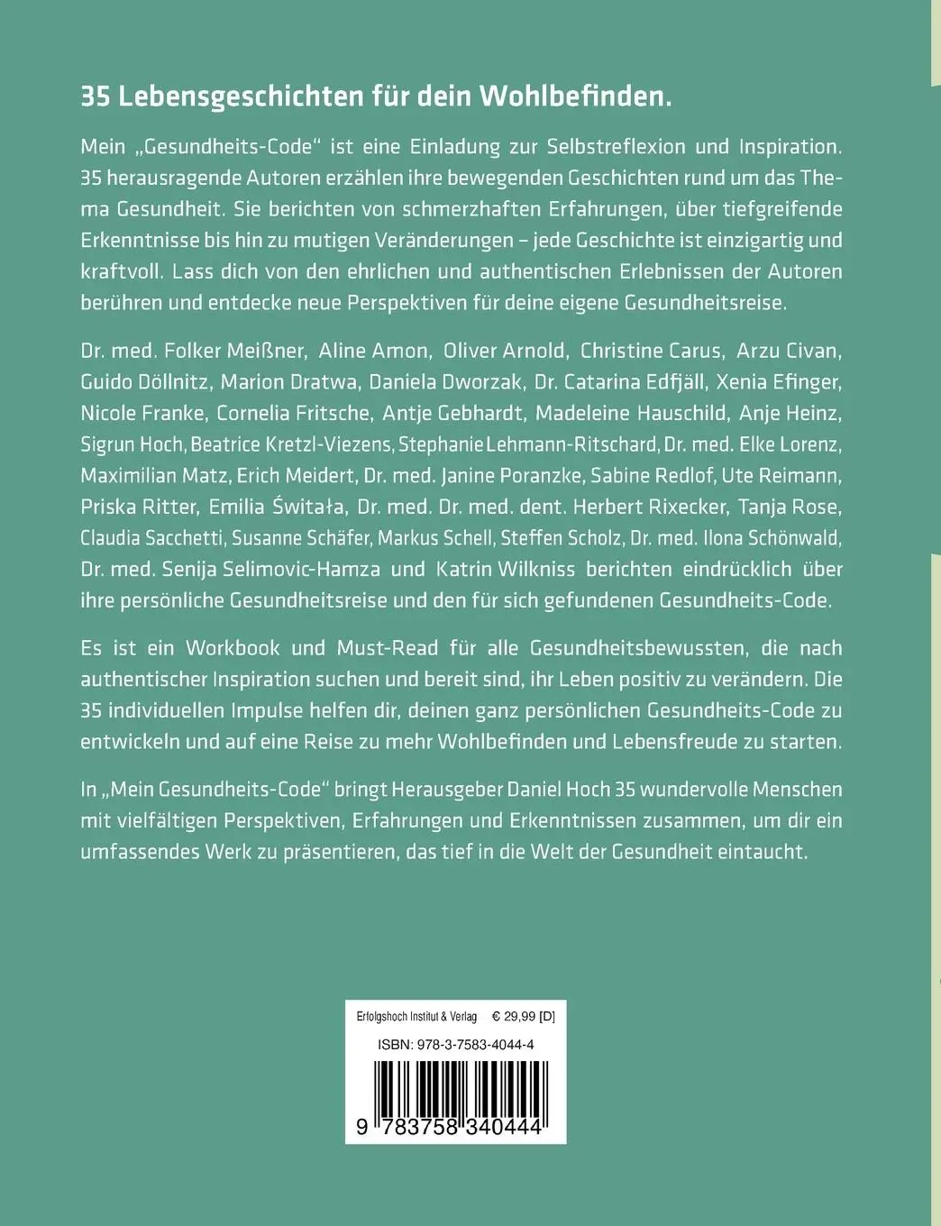 Rückseite: 9783758340444 | Mein Gesundheits-Code | Daniel Hoch | Taschenbuch | Paperback | 280 S.