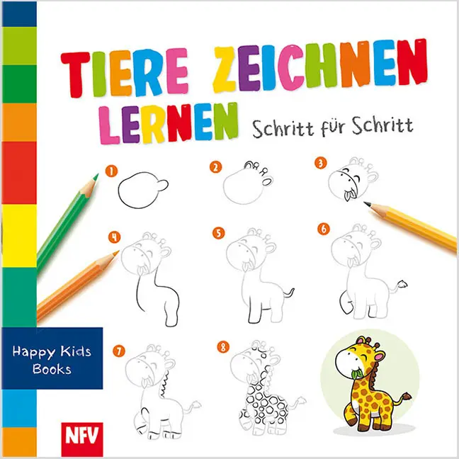 Cover: 9783849420444 | Tiere zeichnen lernen Schritt-für-Schritt | Happy Kids Books | Buch