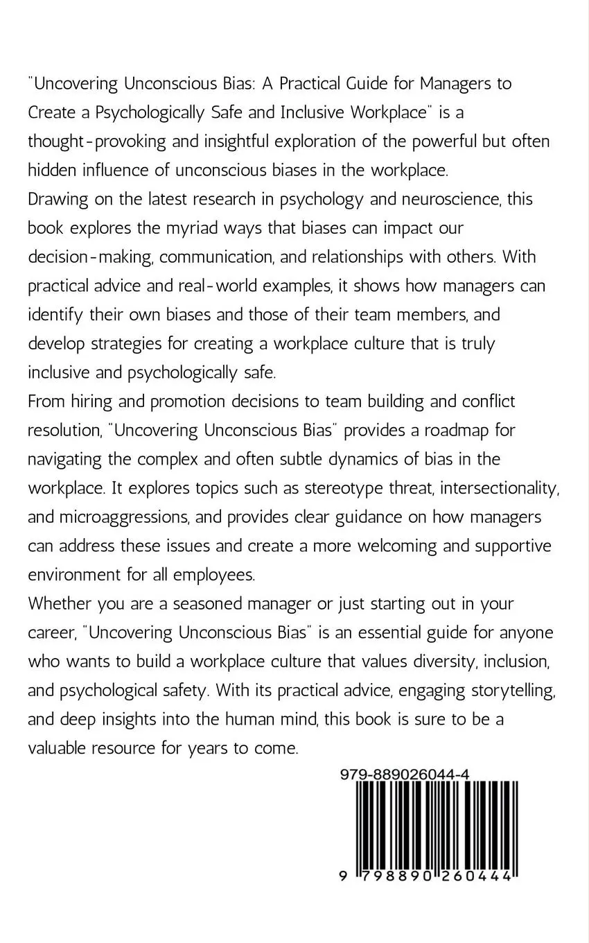 Rückseite: 9798890260444 | Uncovering the Unconscious Bias | Karishma Manchanda | Taschenbuch
