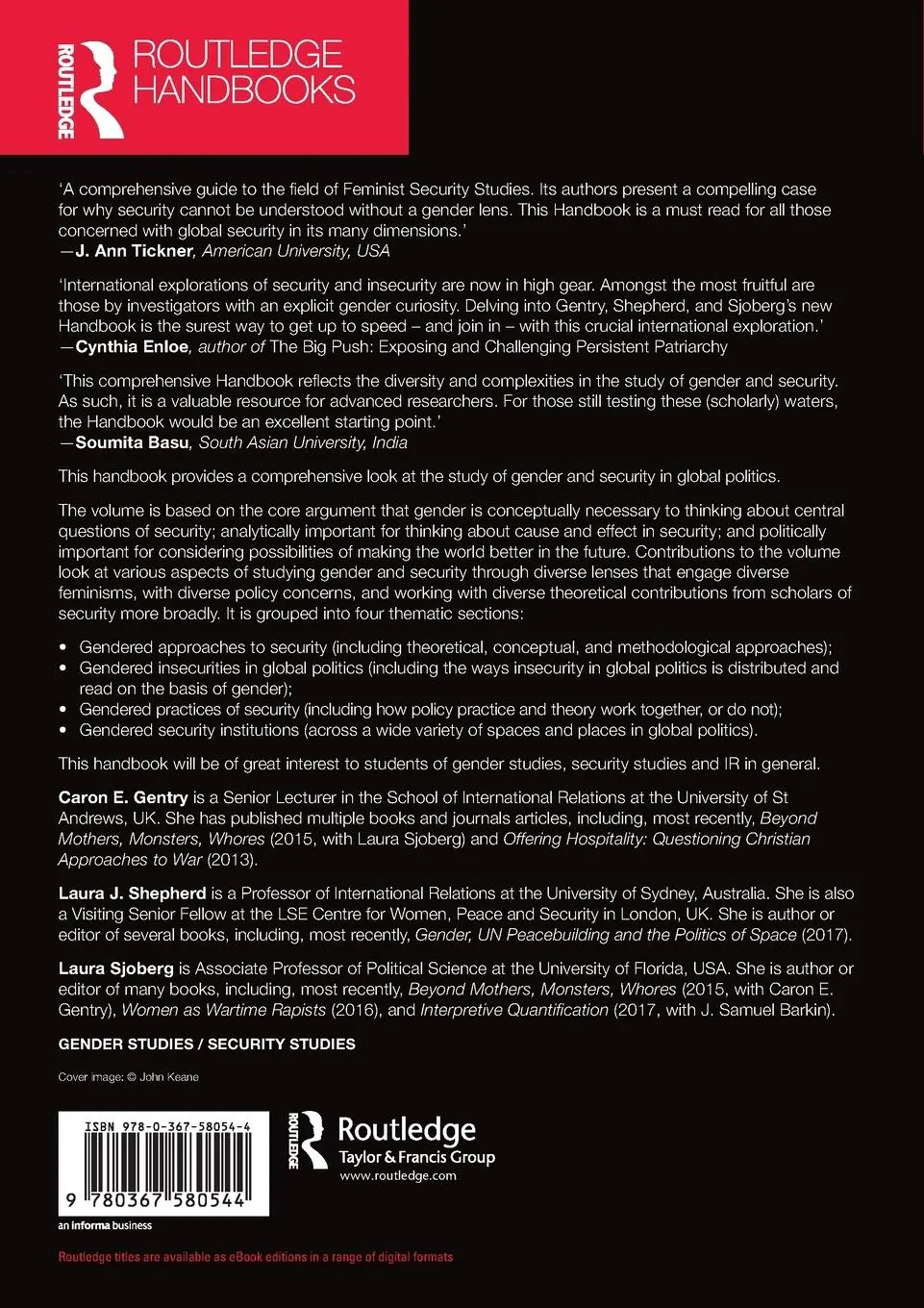 Rückseite: 9780367580544 | Routledge Handbook of Gender and Security | Caron E. Gentry (u. a.)