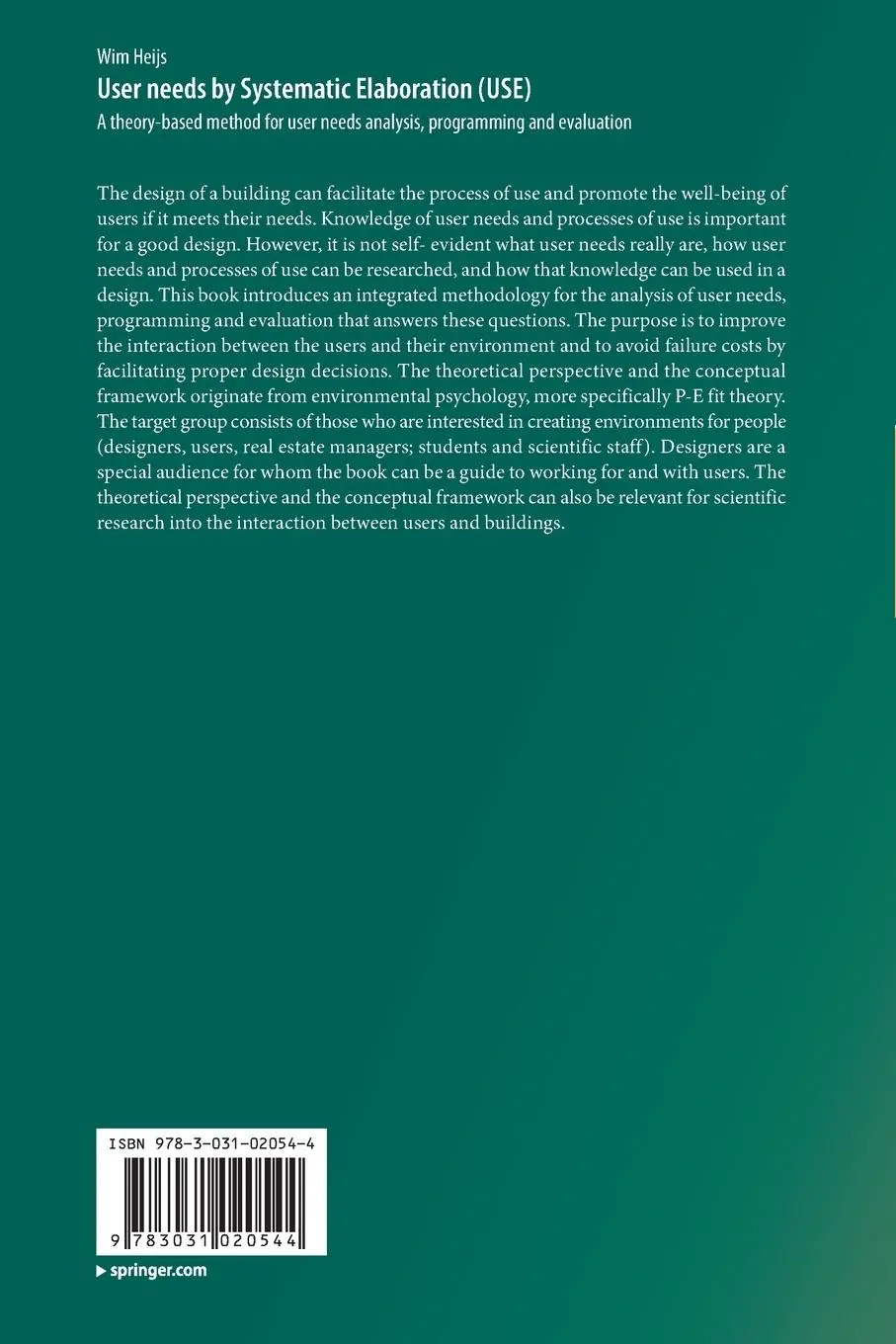 Rückseite: 9783031020544 | User needs by Systematic Elaboration (USE) | Wim Heijs | Taschenbuch