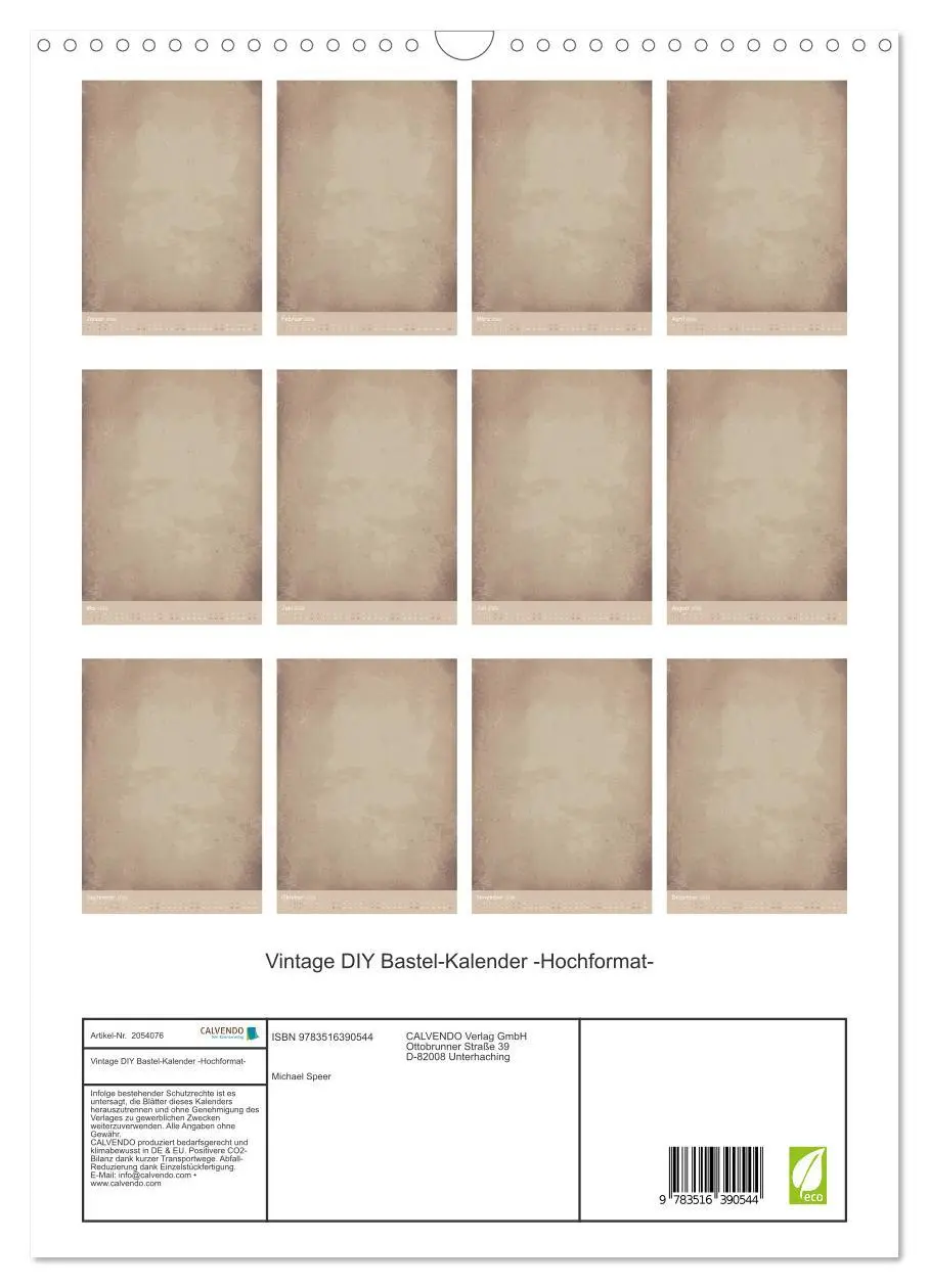 Bild: 9783516390544 | Vintage DIY Bastel-Kalender -Hochformat- (Wandkalender 2026 DIN A3...
