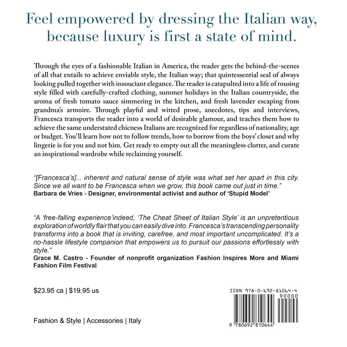 Rückseite: 9780692810644 | The Cheat Sheet of Italian Style | Francesca Belluomini | Taschenbuch