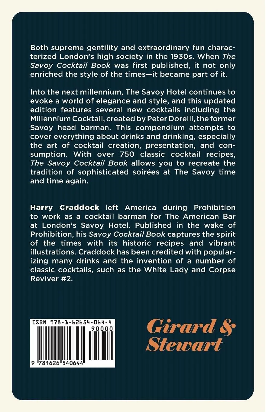 Rückseite: 9781626540644 | The Savoy Cocktail Book | Harry Craddock | Taschenbuch | Englisch