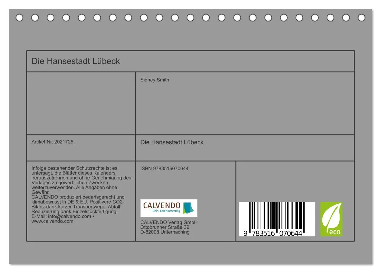 Bild: 9783516070644 | Die Hansestadt Lübeck (Tischkalender 2026 DIN A5 quer), CALVENDO...