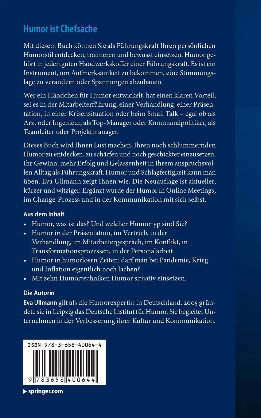 Rückseite: 9783658400644 | Humor ist Chefsache | Eva Ullmann | Taschenbuch | xxiv | Deutsch
