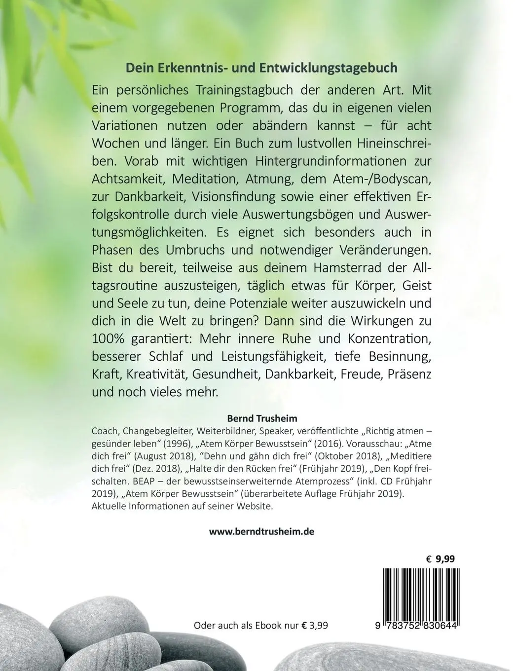 Rückseite: 9783752830644 | Dein Erkenntnis- und Entwicklungstagebuch | Bernd Trusheim | Buch