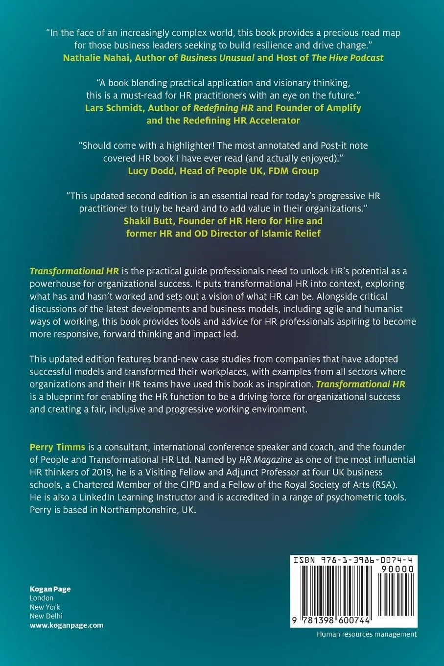Rückseite: 9781398600744 | Transformational HR | Perry Timms | Taschenbuch | Englisch | 2021