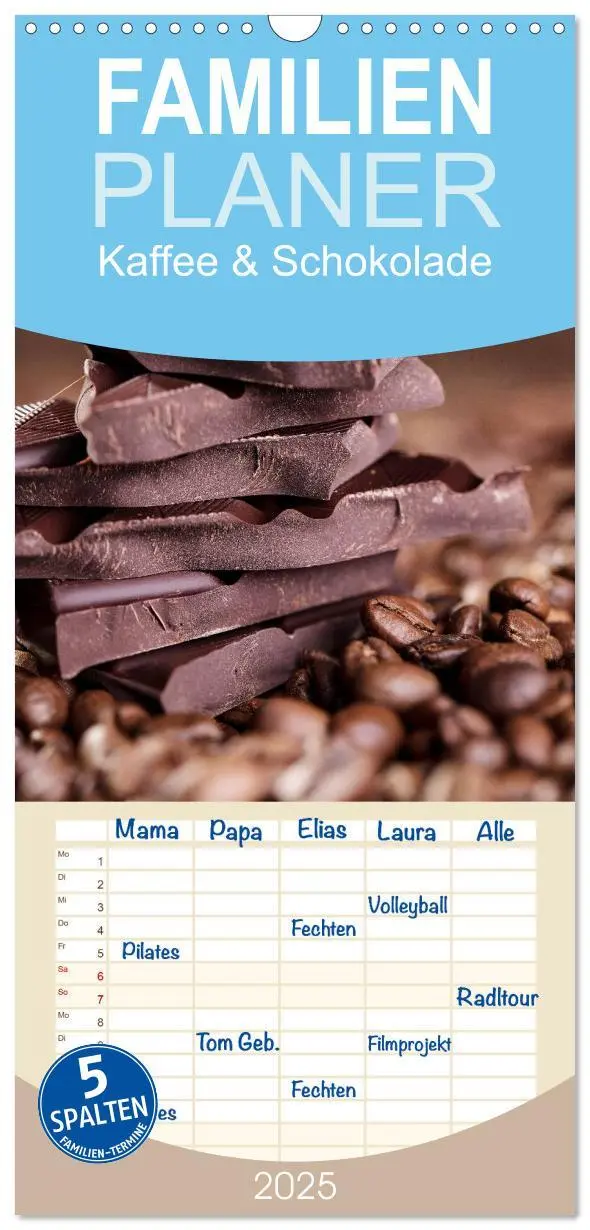 Cover: 9783457110744 | Familienplaner 2025 - Kaffee &amp; Schokolade mit 5 Spalten...