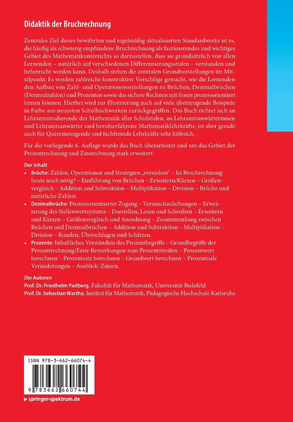 Rückseite: 9783662660744 | Didaktik der Bruchrechnung | Brüche - Dezimalbrüche - Prozente | Buch