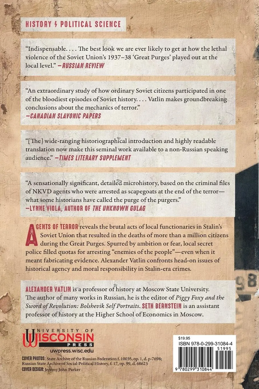 Rückseite: 9780299310844 | Agents of Terror | Alexander Vatlin | Taschenbuch | Englisch | 2018