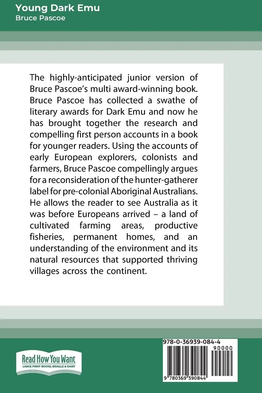Rückseite: 9780369390844 | Young Dark Emu | A Truer History (Large Print 16 Pt Edition) | Pascoe