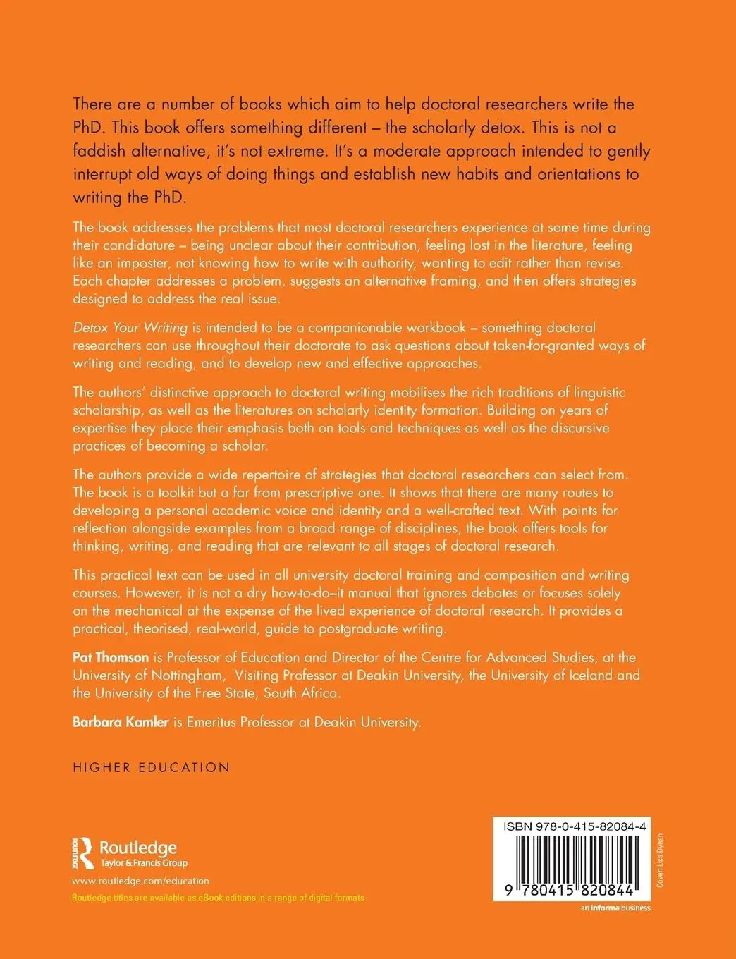 Rückseite: 9780415820844 | Detox Your Writing | Strategies for doctoral researchers | Taschenbuch