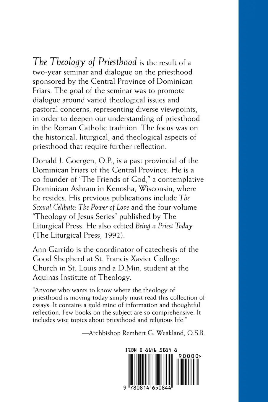 Rückseite: 9780814650844 | The Theology of Priesthood | Donald J. Goergen (u. a.) | Taschenbuch
