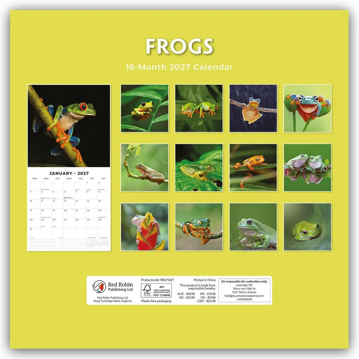 Bild: 9781837010844 | Frogs - Frosch - Frösche 2027 - 16-Monatskalender | Robin Red | 28 S.
