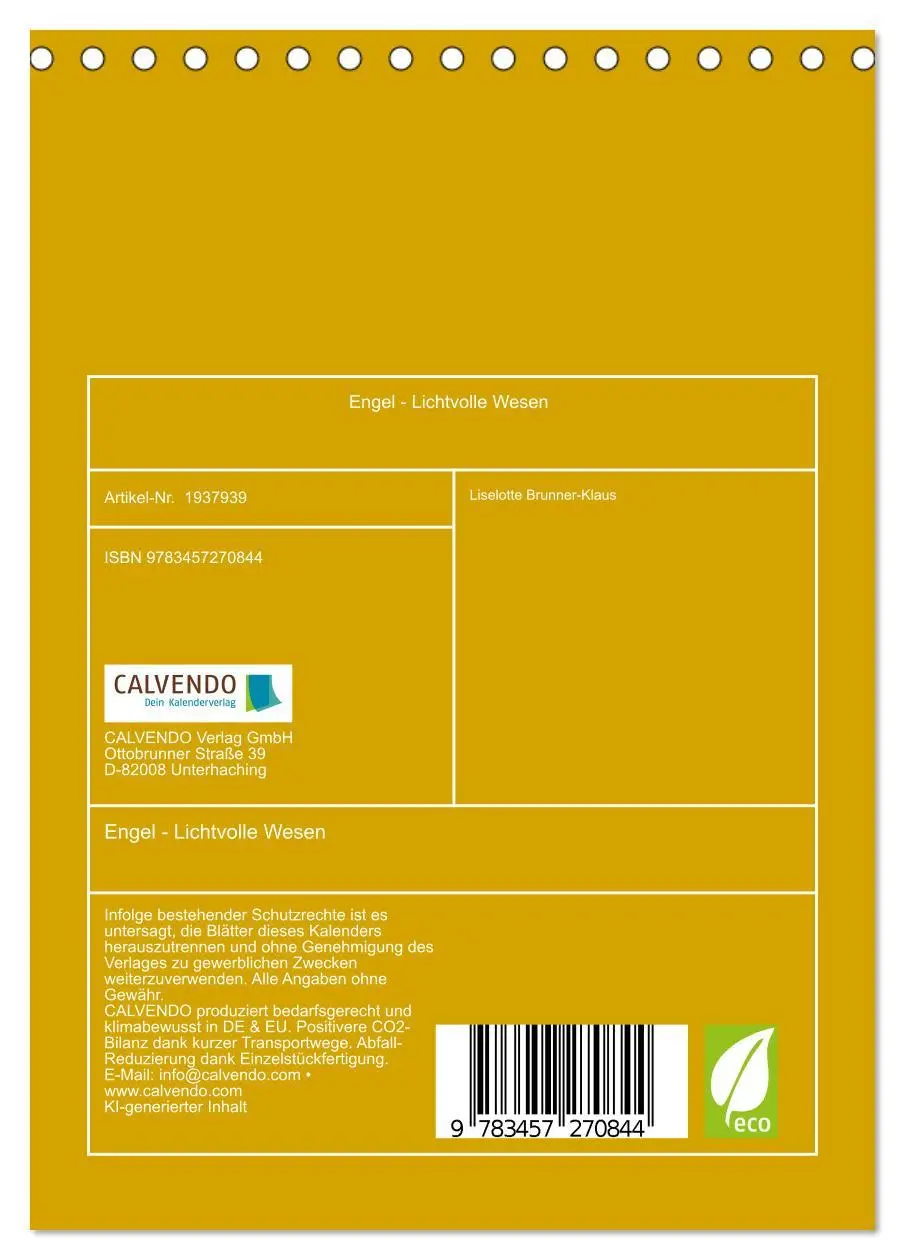 Bild: 9783457270844 | Engel - Lichtvolle Wesen (Tischkalender 2026 DIN A5 hoch), CALVENDO...