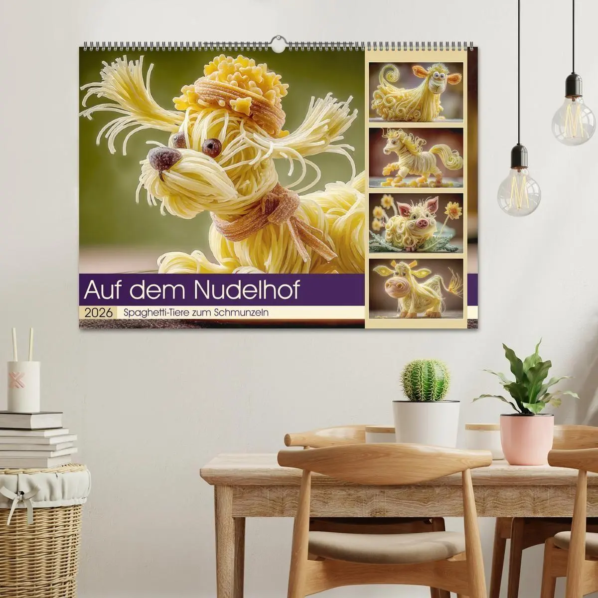 Bild: 9783516740844 | Auf dem Nudelhof. Spaghetti-Tiere zum Schmunzeln (Wandkalender 2026...