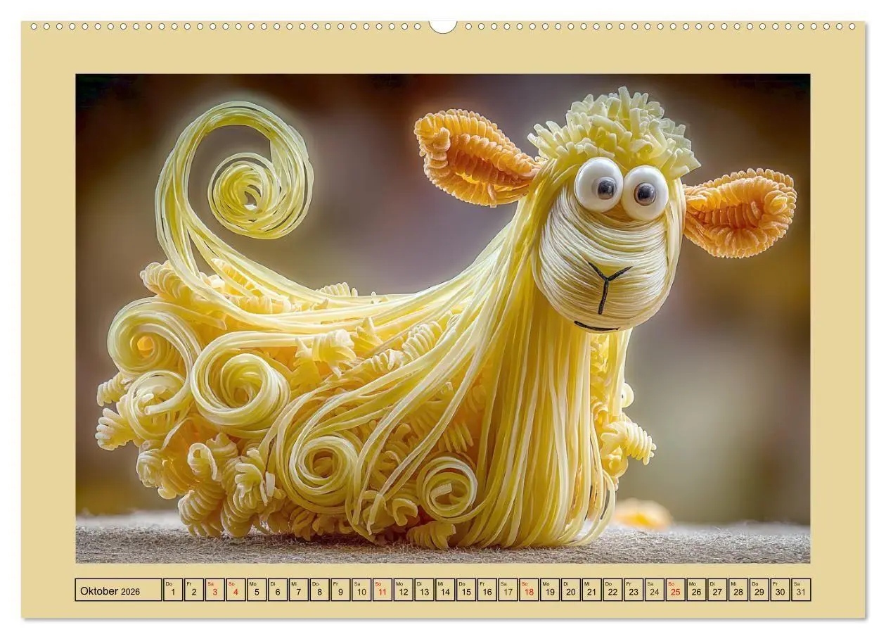Bild: 9783516740844 | Auf dem Nudelhof. Spaghetti-Tiere zum Schmunzeln (Wandkalender 2026...