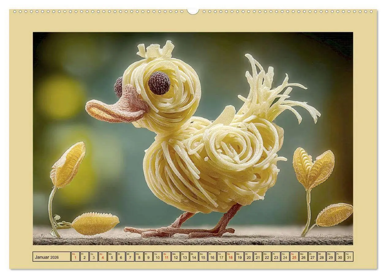 Bild: 9783516740844 | Auf dem Nudelhof. Spaghetti-Tiere zum Schmunzeln (Wandkalender 2026...