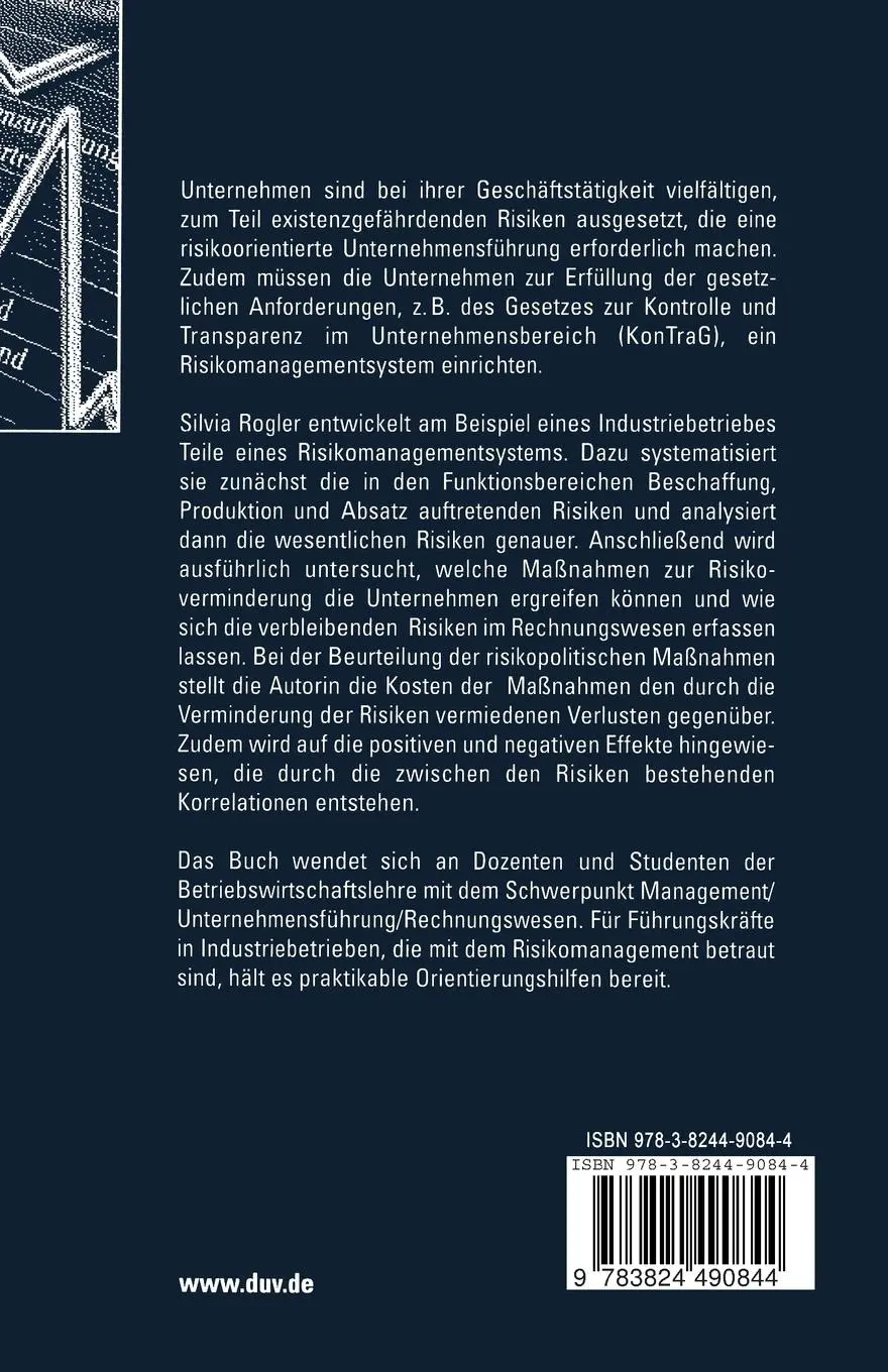 Rückseite: 9783824490844 | Risikomanagement im Industriebetrieb | Silvia Rogler | Taschenbuch